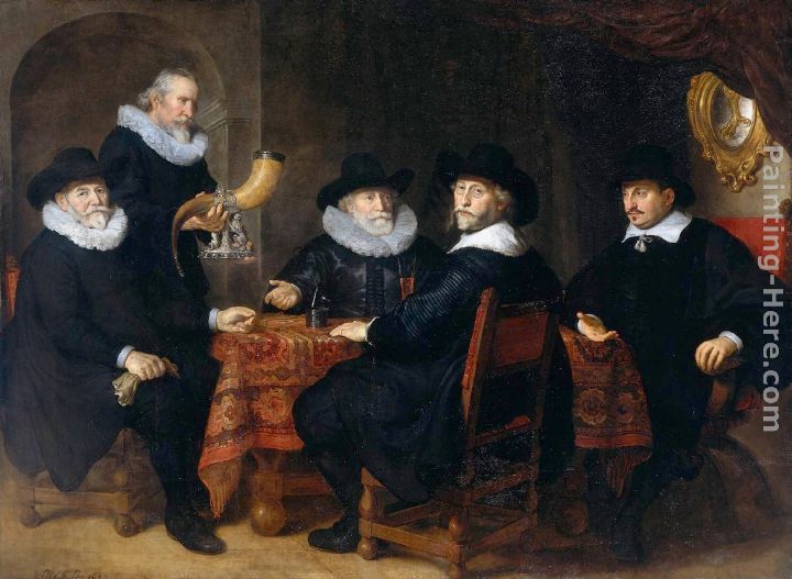 Four Governors of the Arquebusiers' Civic Guard painting - Govert Teunisz Flinck Four Governors of the Arquebusiers' Civic Guard art painting
